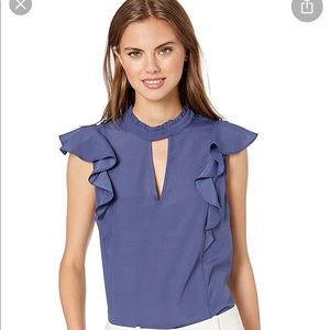 BCBG frill blue top